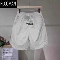 HLCOMAN夏季五分运动裤速干外穿潮牌薄款字母设计加肥大码男装青少年适用休闲裤
