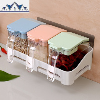 厨房置物架调料盒套装壁挂组合盐味精用品收纳瓶壶四格一体调味盒 三维工匠收纳盒