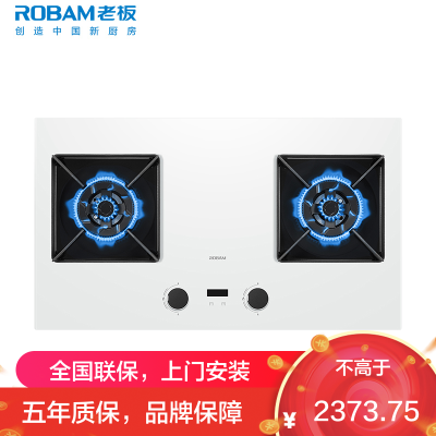老板(Robam)盐系G2燃气灶天然气双灶家用5.2kW烟灶联动 国家补贴20% 定时灶一级能效JZT-57BA-G2