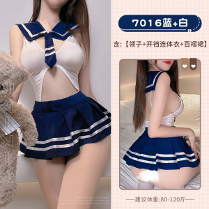 霏慕情趣内衣制服挖空开裆连体衣性感学院套装校园衣服女式情趣睡衣女士成人用品7016