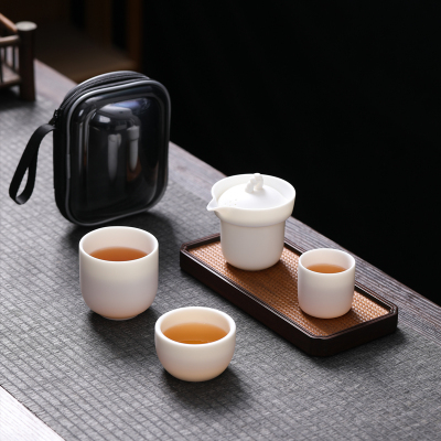 MULTIPOTENT功夫茶具套组中国白羊脂玉瓷陶瓷旅行茶具套装精美礼盒装龙头快客