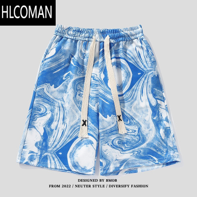 HLCOMANBMOB夏季薄款宽松休闲短裤男士潮牌ins设计感小众沙滩五分大裤衩