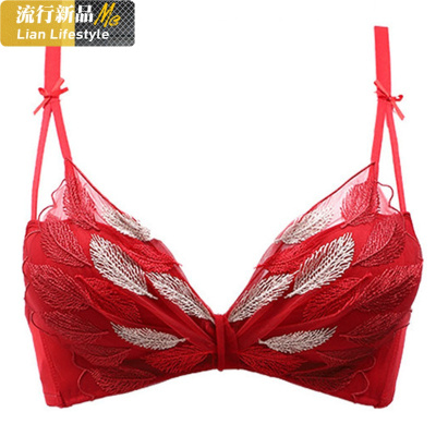 恋名媛本命年红色内衣女小胸聚拢无钢圈调整型胸罩上托防下垂文胸套装文胸套装