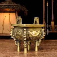 家柏饰(CORATED)鼎摆件小 日进斗金元宝鼎铜鼎办公室左面摆设一言九鼎