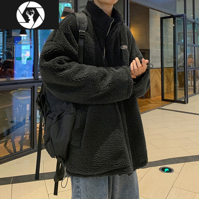 HongZun两面穿羔毛棉衣男士冬季加厚加绒韩版潮流宽松学生棉服外套港风棉衣