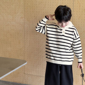 童酷男童冬季新款百搭连帽半开衫宝宝针织衫加厚打底儿童毛衣