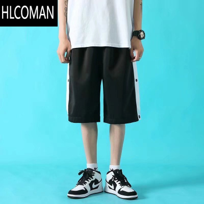 HLCOMAN侧边全开排扣短裤男夏季薄款篮球训练休闲运动开边方便秒脱五分裤
