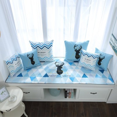 家柏饰(CORATED)北欧高密度乳胶飘窗垫窗台垫定做榻榻米阳台海绵垫沙发毯坐垫 鹿蓝 3cm飘窗垫