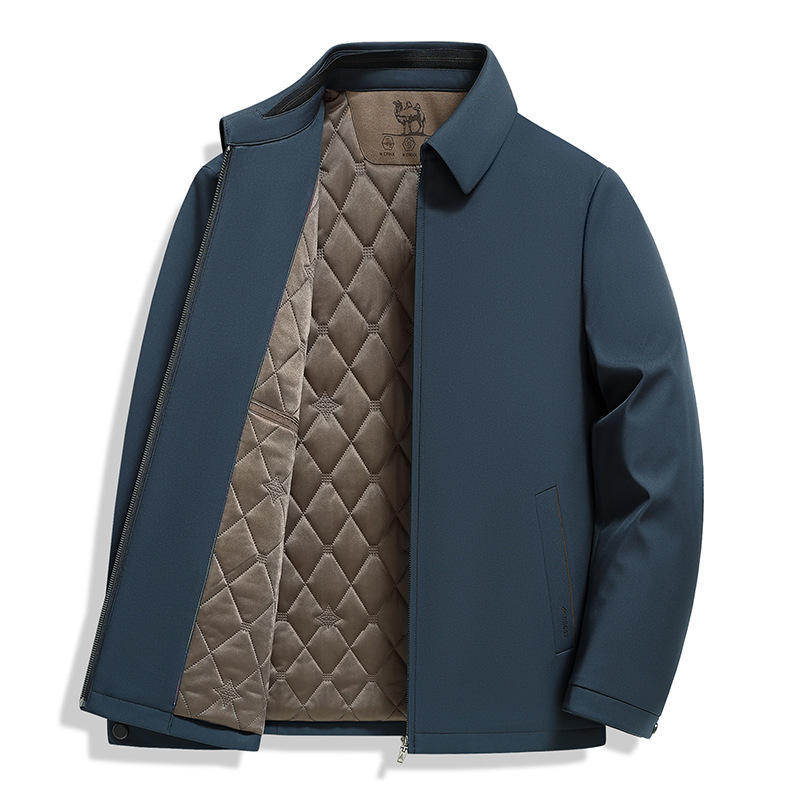 秋冬季新款男士驼绒棉衣男装中老年商务休闲简约爸爸装棉服