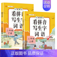 看拼音上册+下册 二年级下 [正版]新版小学二年级上册下册语文专项训练全套人教版看图说话写话阅读理解看拼音写词语生字组词