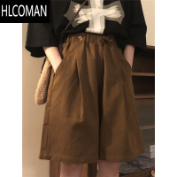 HLCOMAN日系复古风咖色工装短裤男女夏季cityboy宽松休闲直筒阔腿五分裤