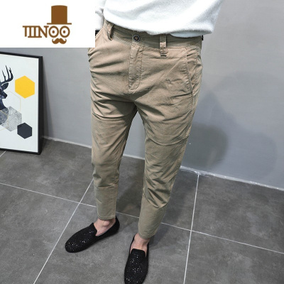 YANXU九分休闲裤男修身小直脚韩版潮流简约百搭工装裤子棉质高端四季款