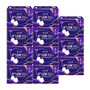 洁婷夜用卫生巾350棉柔亲薄护围透气甜睡组合44片姨妈巾