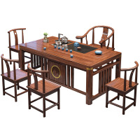 锦北 茶台茶具套装一体禅意茶几茶桌椅组合泡茶台1.6明月桌+围椅+4月牙