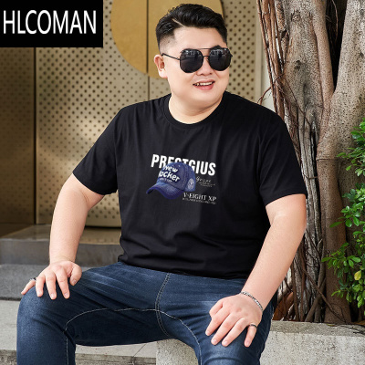 HLCOMAN新款男大码圆领短袖t恤宽松休闲加肥加大胖子体恤半袖打底衫