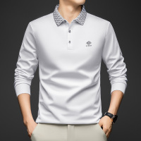 中青年休闲男式纯色长袖T恤春秋季新款翻领时尚宽松T恤打底衫