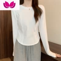 七斓2023年早新款打底衫女修身辣妹设计感小众长袖T恤白色上衣