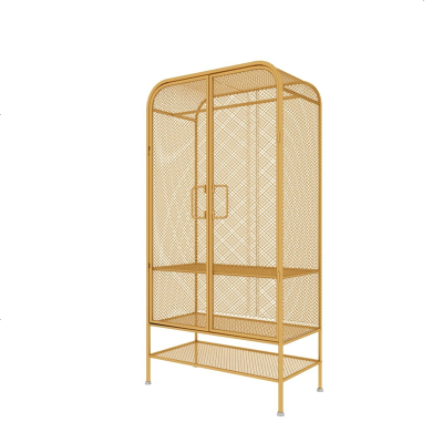 北欧风铁艺网格单人衣柜简约现代简易衣柜挂衣柜ins酒店衣橱