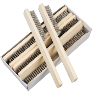 不锈钢钢丝刷6*16排(1盒/12支)205*26*30mm 钢丝刷铜丝刷木柄除锈文玩刷子铁刷子烧烤刷子清洁刷