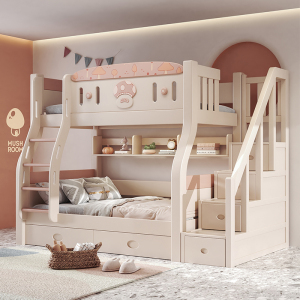 欧梵森 儿童床子母床蘑菇现代简约樱桃木上下床双层床实木高低床成人床大人床成年床多功能母子床上下铺木床双人床
