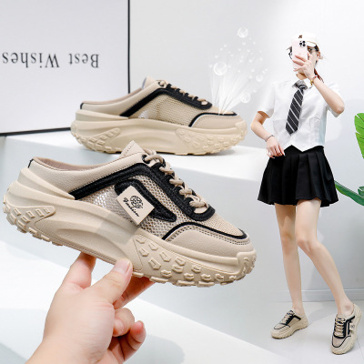 包头半拖鞋女外穿鞋子2026夏季新款休闲一脚蹬懒人薄底鞋