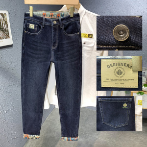 牛仔裤厂家男裤新款彩底棉加厚长裤轻奢舒适加绒直筒裤子