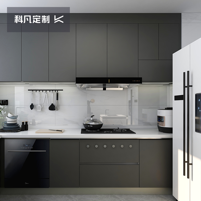 科凡全屋定制整体橱柜家用厨柜定制厨房置物架收纳柜子石英石台面预付