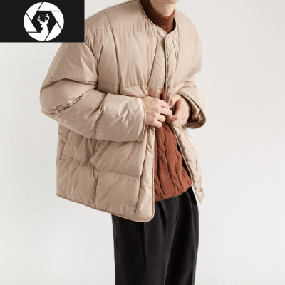 HongZunMG/冬季无领简约棉衣男短款韩版潮流宽松面包服拉链情侣bf风棉服棉衣