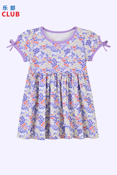 [1件3折]铅笔俱乐部2025夏装新款女小童连衣裙儿童碎花裙子宝宝针织连身裙
