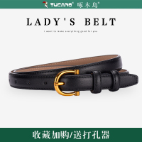 啄木鸟皮带女简约百搭真皮裤带2025新款韩版时尚休闲牛皮针扣腰带