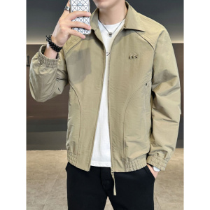 新款翻领夹克男士潮流刺绣休闲外套春秋季时尚百搭青年男上衣
