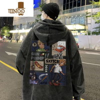 YANXU山东即墨卫衣男款小众美式连帽高街潮牌水洗做旧复古外套