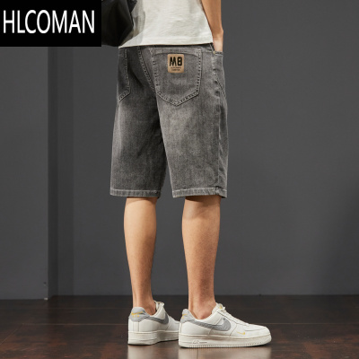 HLCOMAN牛仔短裤男士夏季薄款潮流宽松直筒2024年五分裤潮牌马裤男中裤子