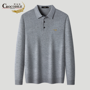鳄鱼恤CROCODILE 专款男士POLO衫商务休闲长袖T恤透气翻领时尚POLO