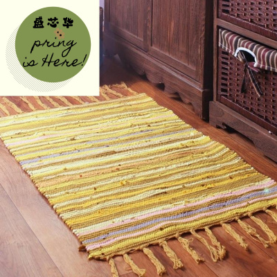 新款棉手编地垫吸水脚垫进门沙发卧室飘窗床边彩条门垫休闲地毯惠恩HuiEn