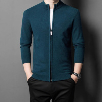 秋冬新款克精仿羊毛开衫休闲外套毛衣中青年男士上衣外 针织