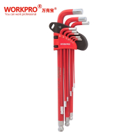 万克宝原装正品多规格多用途防滑防锈好收纳9件套英制折叠长球头内六角