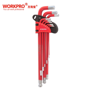 万克宝原装正品多规格多用途防滑防锈好收纳9件套英制折叠长球头内六角 9件套