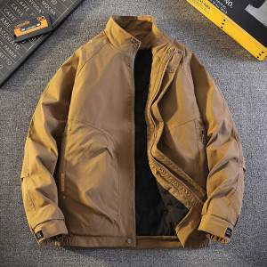 啄木鸟潮流男士2024新款立领保暖纯色潮流宽松休闲工装外套棉衣男