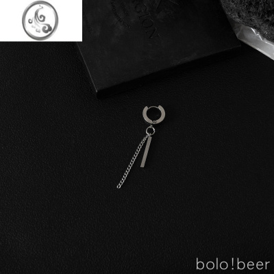 JiMibolo嘻哈朋克链条暗黑系耳环男女情侣钢制冷淡风简约无耳洞耳夹潮