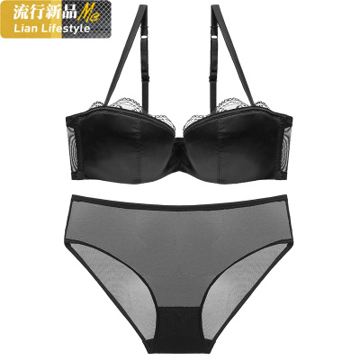 恋名媛无痕内衣女小胸聚拢性感蕾丝薄款半杯文胸套装诱惑红色本命年胸罩文胸套装