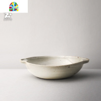 日式粗陶双耳碗防烫汤面钵仔碗大餐具手工陶瓷微波炉家用食器 FENGHOU 小号双耳碗(天目黑)