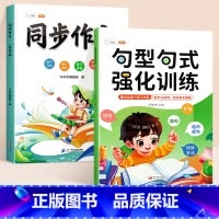 [同步作文 2本]句型句式+同步作文 下册 小学二年级 [正版]句型句式强化训练小学生语文修改病句标点符号仿写扩写句子专