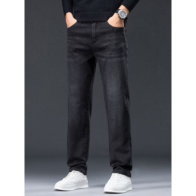 欧版修身直筒牛仔裤男士春秋复古潮牌弹力时尚免烫工艺休闲裤百搭