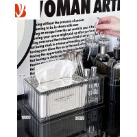 三维工匠梳妆台多纸巾盒轻奢抽纸盒洗脸巾收纳盒客厅遥控器收纳盒 轻奢风透明纸巾盒