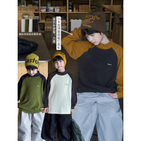 童酷男童冬款百搭小鱼刺绣宝宝T恤拼色半高领加厚儿童打底衫