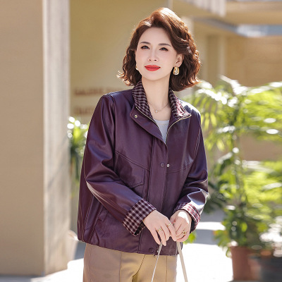 2026年女士休闲妈妈装外套40-60岁中老年人衣服50岁中年短款仿皮