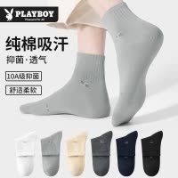 10A透气花花公子男士袜子夏季纯棉防臭吸汗运动薄款长袜短袜XQ