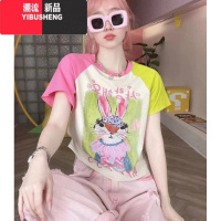YIBUSHENGLL (334-413专属)T恤ins潮2024女新款韩版慵懒风宽松上衣女