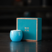 苏氏陶瓷(SUSHI CERAMICS)鎏银宝蓝琉璃杯非遗大师郑文强作品功夫茶具礼盒